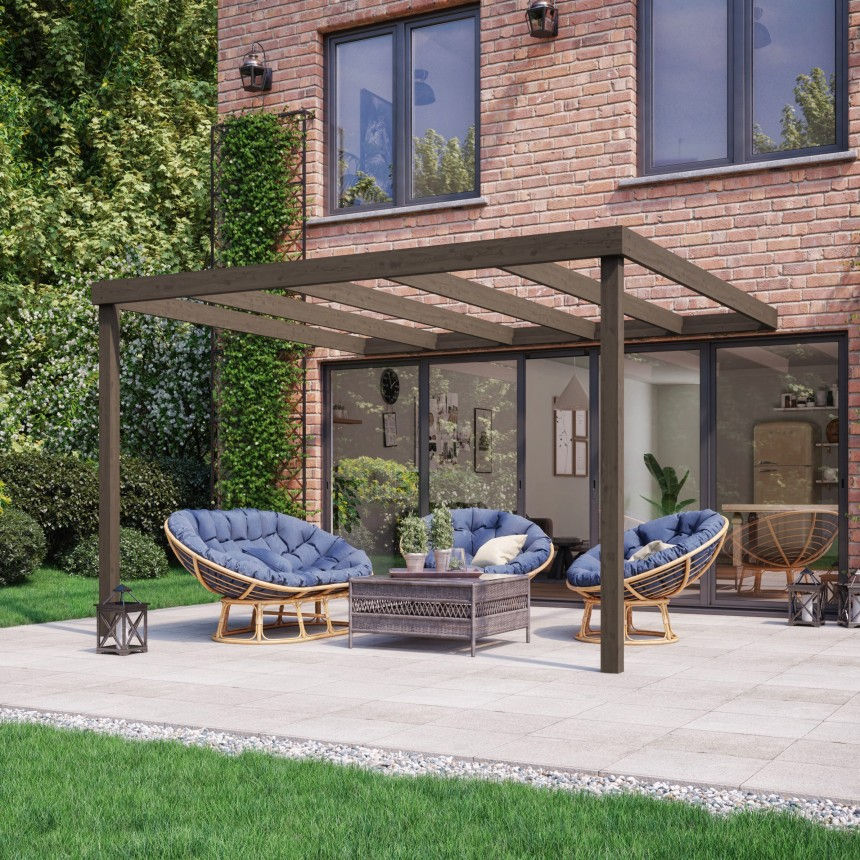 Wall Mounted Box Pergola in Rustic Brown by Rutland County