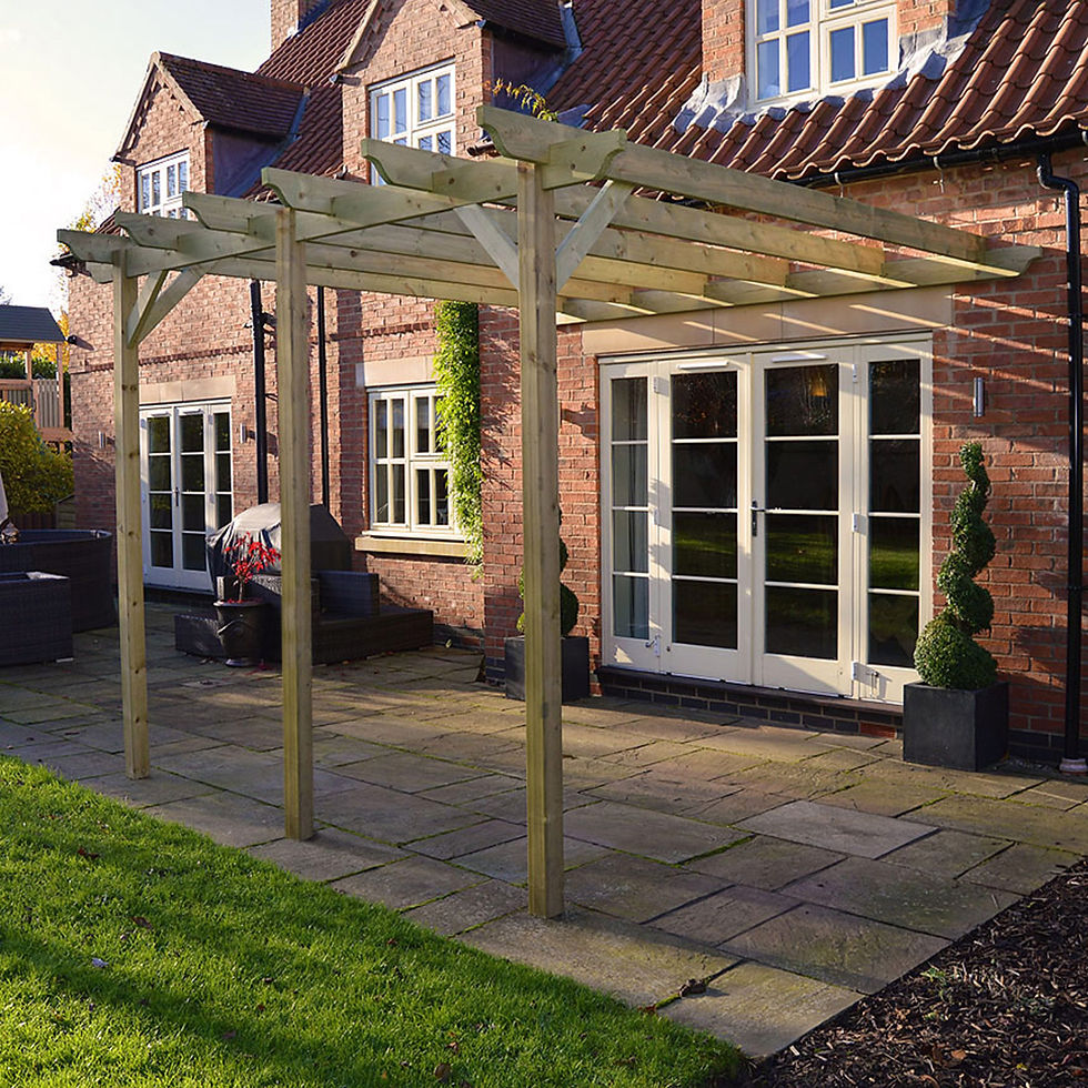 Wall Mounted Garden Pergola - 3 Posts in Light Green by Rutland County